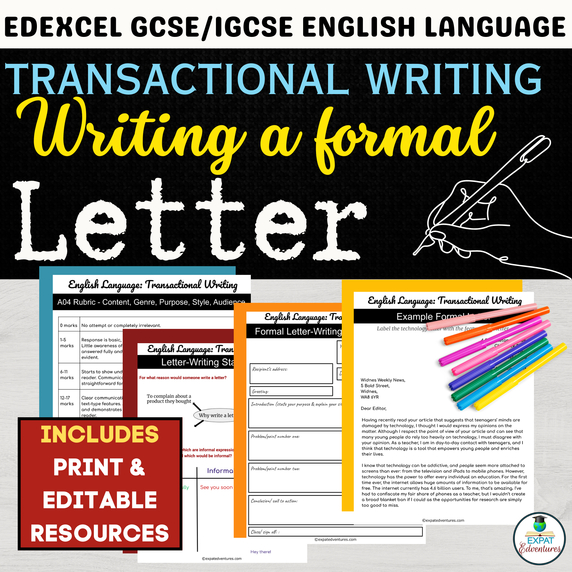 GCSE Letter Writing Scheme of Work - Expat Edventures