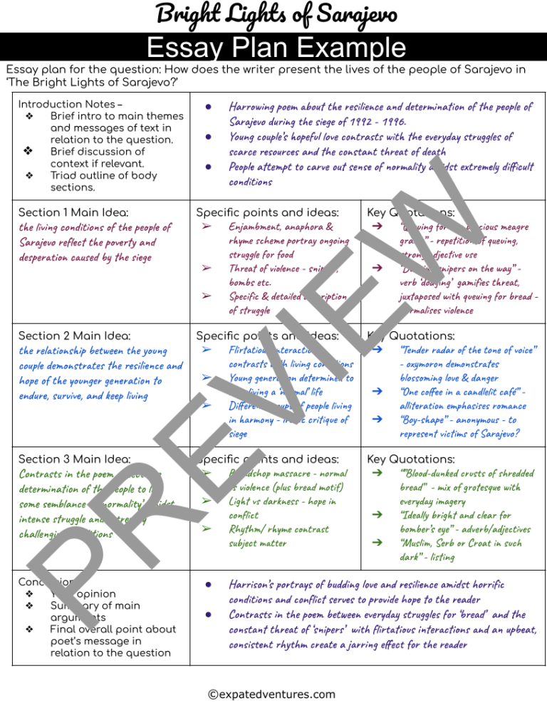 Bright-Lights-of-Sarajevo-igcse-essay