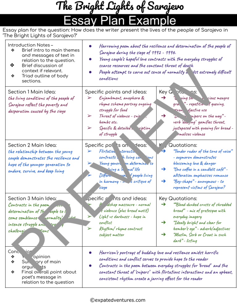 Bright-Lights-of-Sarajevo-igcse-essay