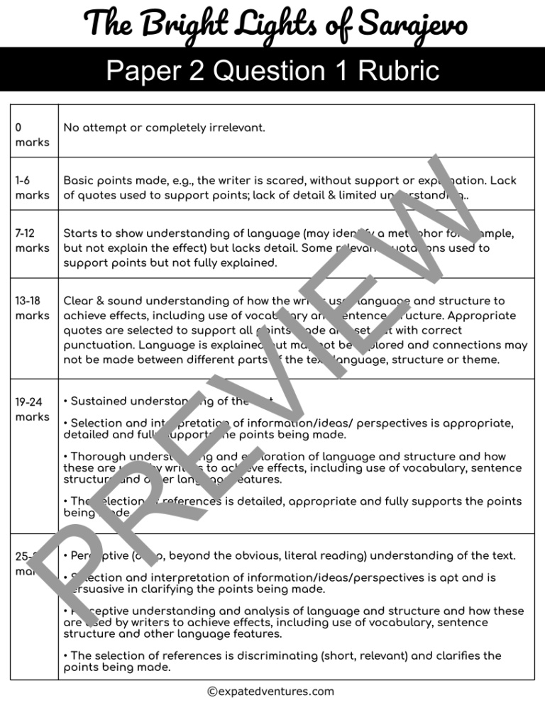 bright-lights-of-sarajevo-igcse-rubric