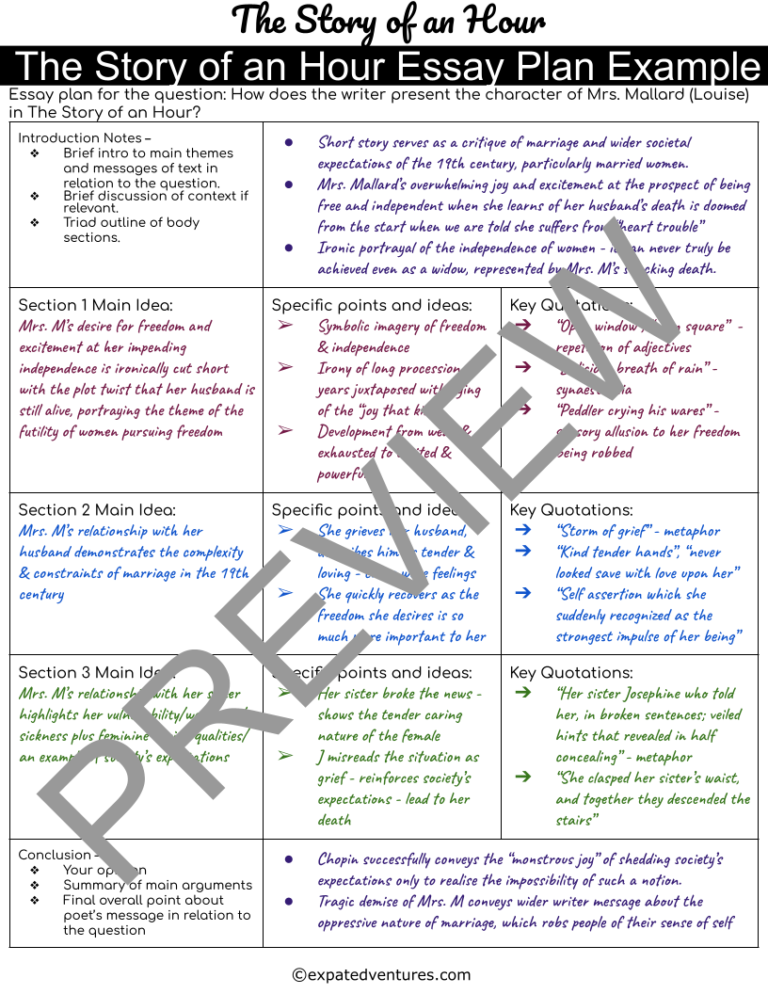 The-story-of-an-hour-summary-and-past-paper-answers