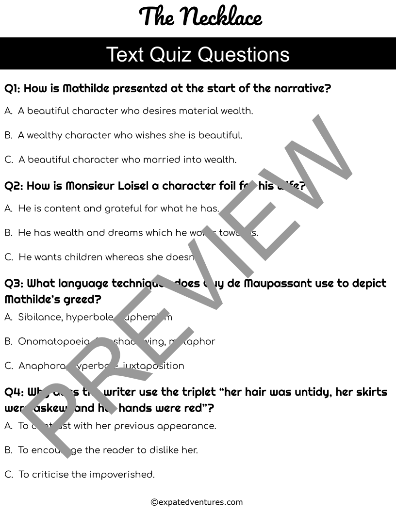 The Necklace IGCSE resources - Expat Edventures