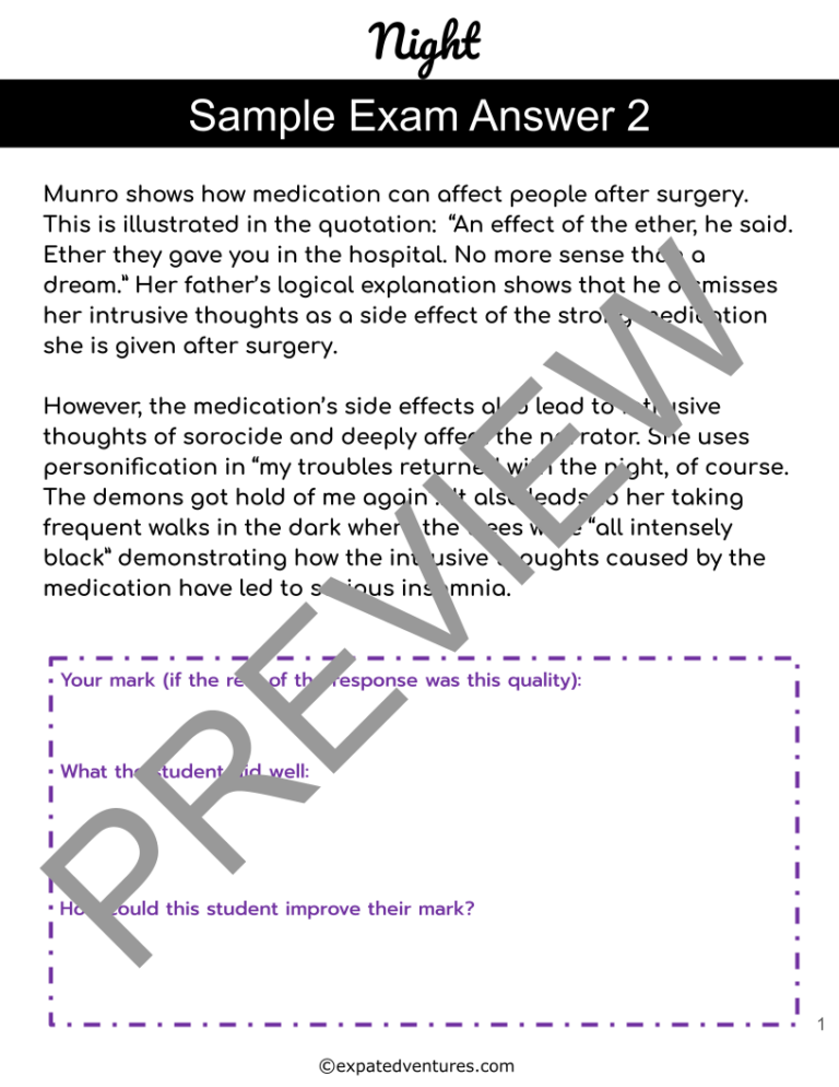 Night-alice-munro-edexcel-english-language-past-paper-exam-responses