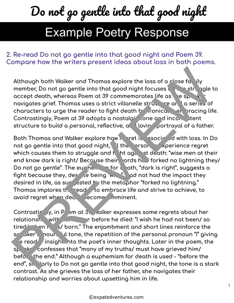 do-not-go-gentle-into-that-good-night-resources-igcse-model-answer-poetry-comparison