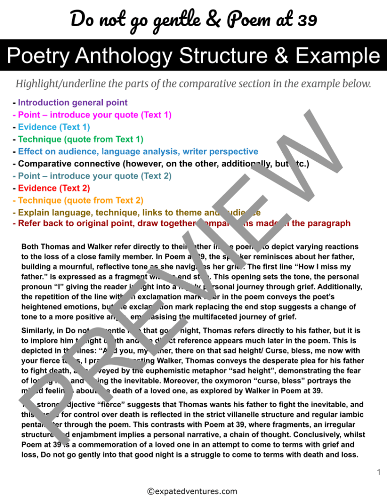 do-not-go-gentle-into-that-good-night-resources-igcse-exam-response-edexcel