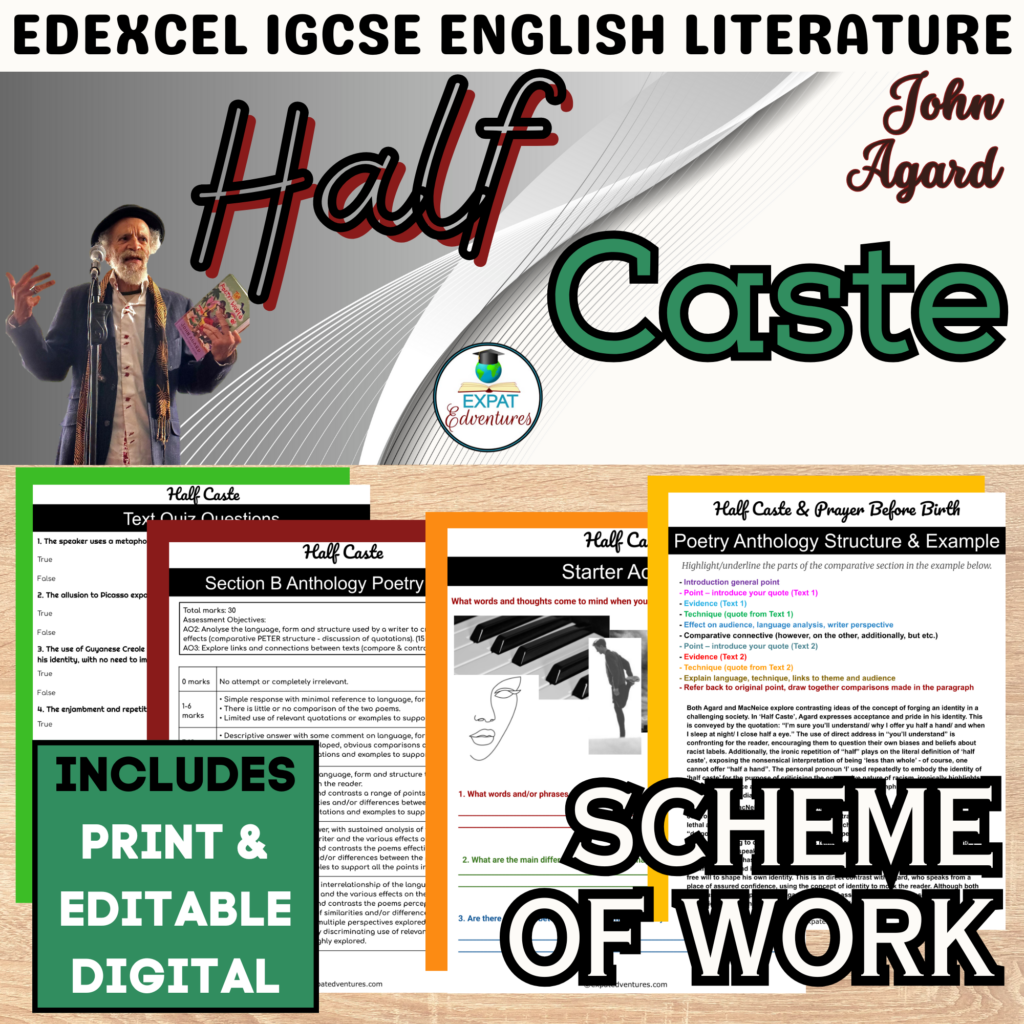 Editable Half Caste Poetry Resources - Expat Edventures