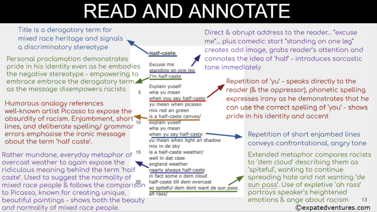 half-caste-resources-igcse-exam-response-edexcel-rubric-annotations