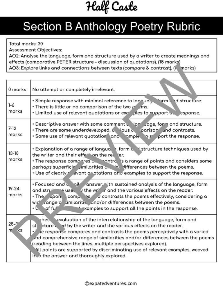 half-caste-resources-igcse-exam-response-edexcel-rubric-annotations