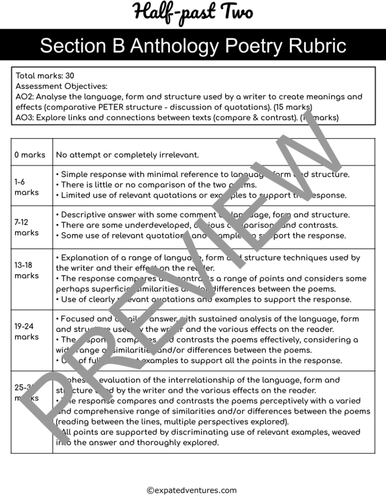 gcse-edexcel-poetry-rubric-english-literature-half-past-two